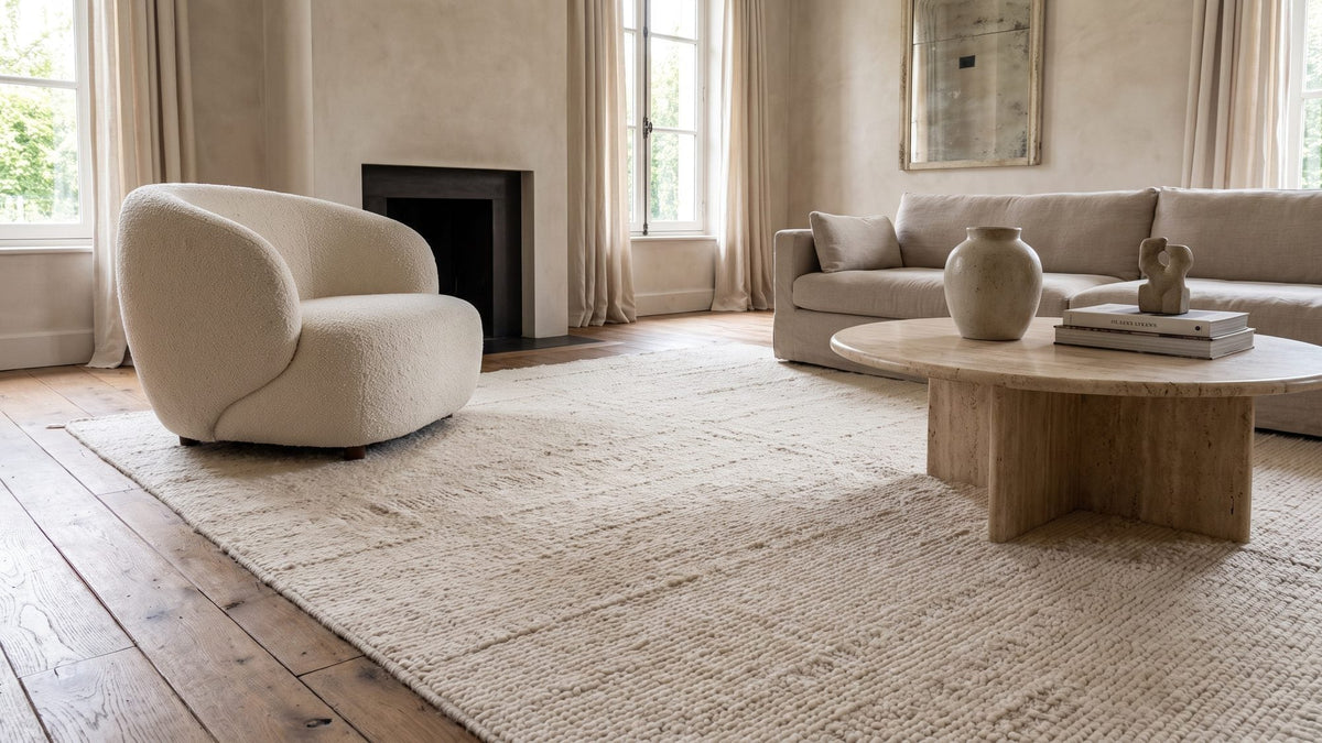 Tapis en laine naturel et durable dans un salon
