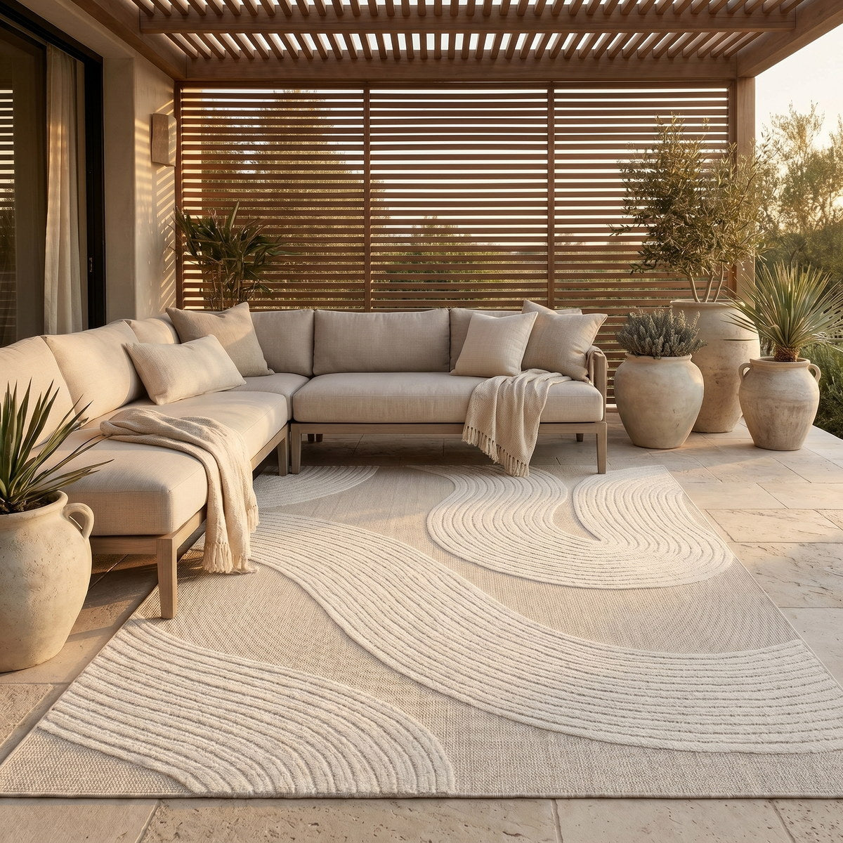 Tapis d’extérieur naturel facile d’entretien - Alberobello - ambiance terrasse 3