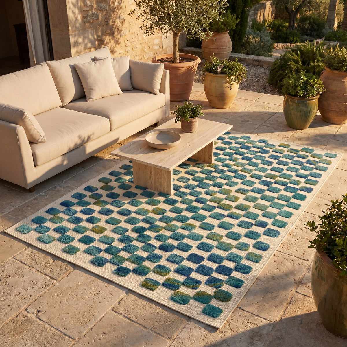 Tapis d’extérieur naturel facile d’entretien - Nobile - ambiance terrasse 1