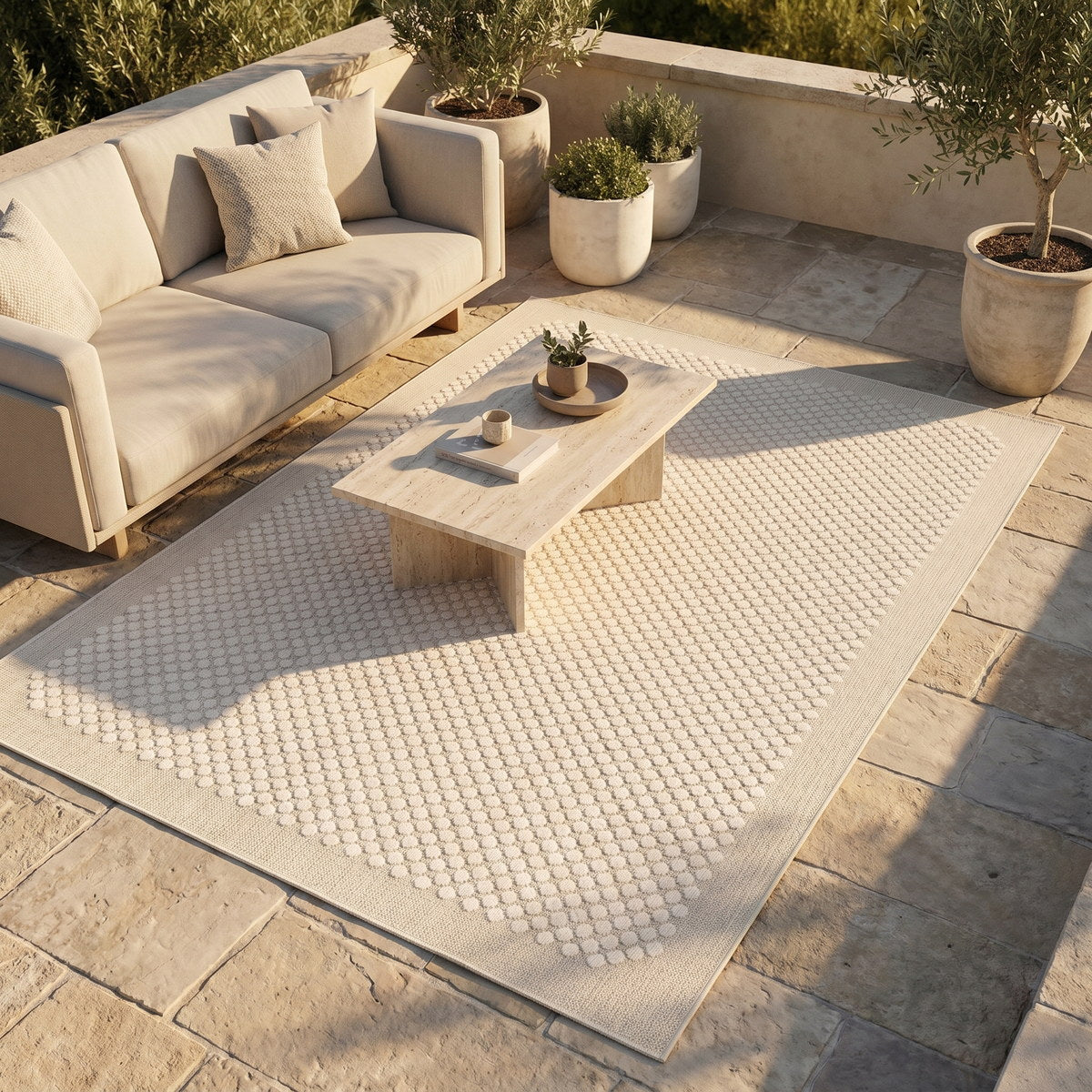 Tapis d’extérieur naturel facile d’entretien - Padova - ambiance terrasse 1