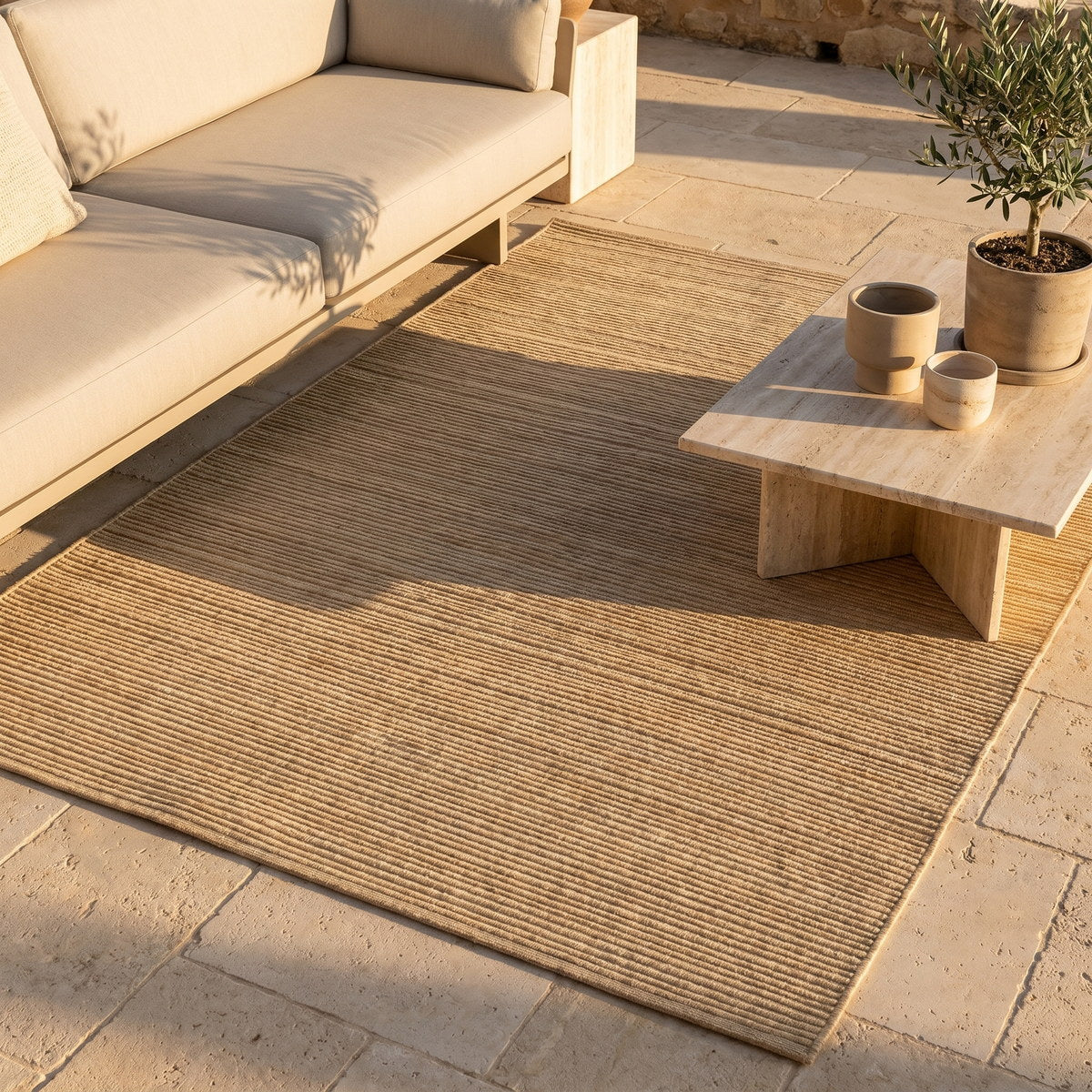 Tapis d’extérieur naturel facile d’entretien - Toscana - ambiance terrasse 1