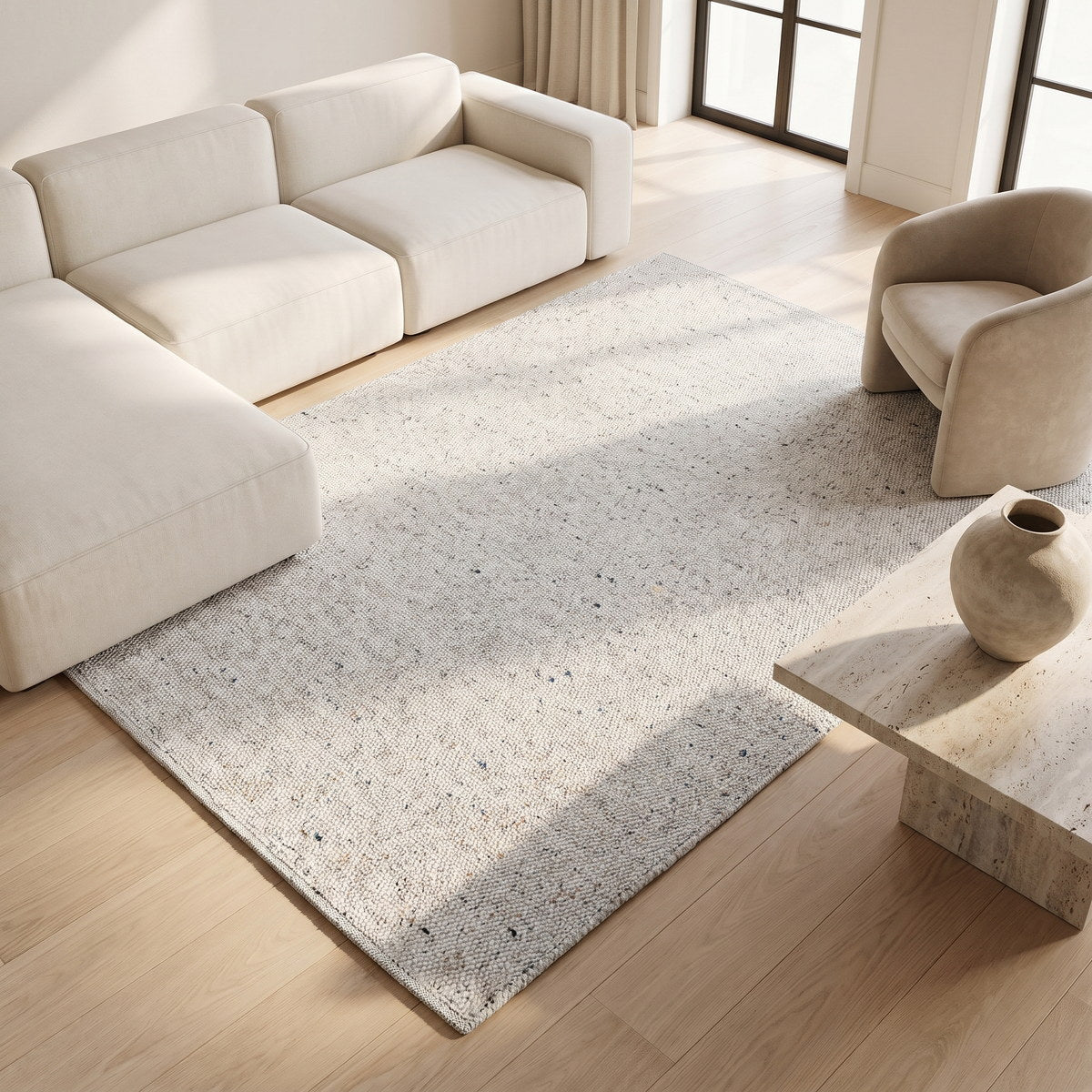 Tapis de salon en laine gris - Velluto - ambiance salon 2