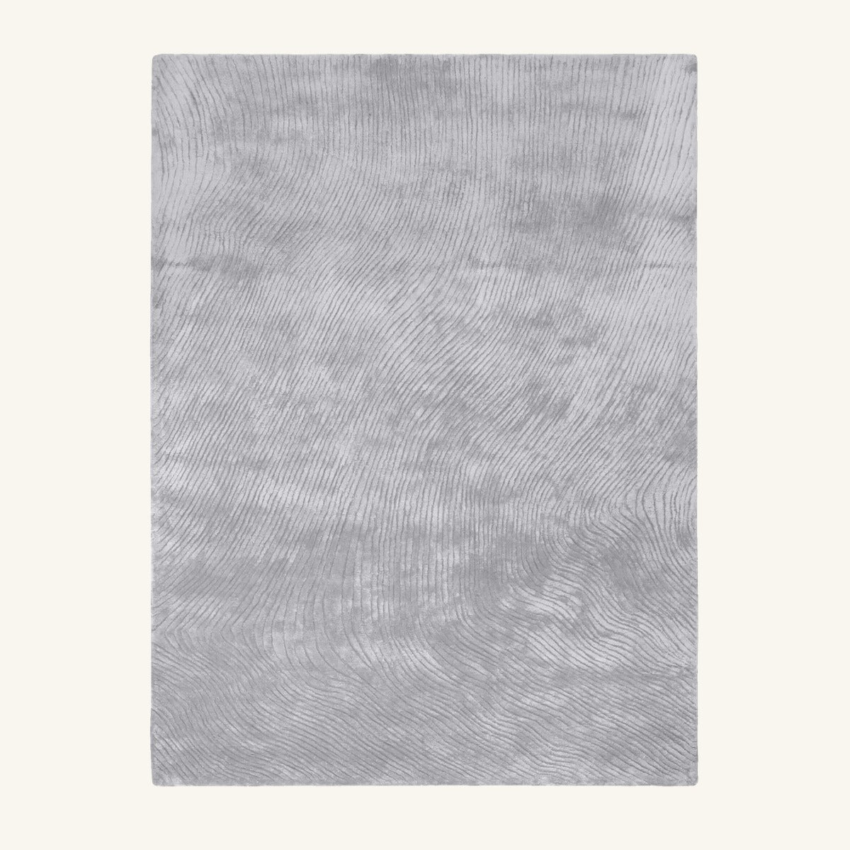 Tapis design en viscose argenté - Novara - test fond détouré #F9F6F0