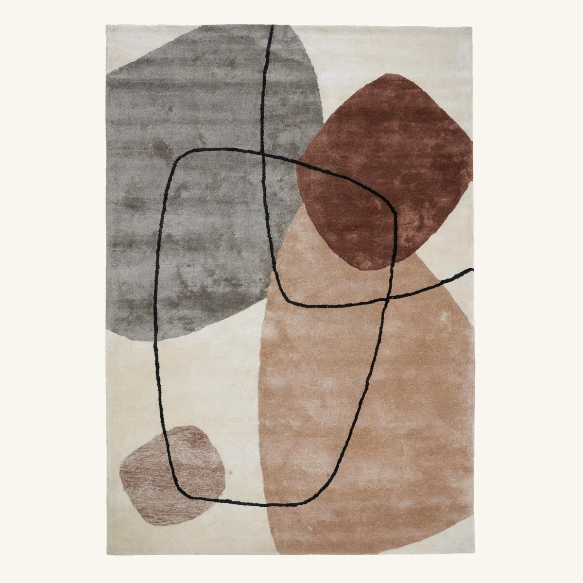 Tapis design en viscose sable - Enna - fond #F9F6F0 détouré