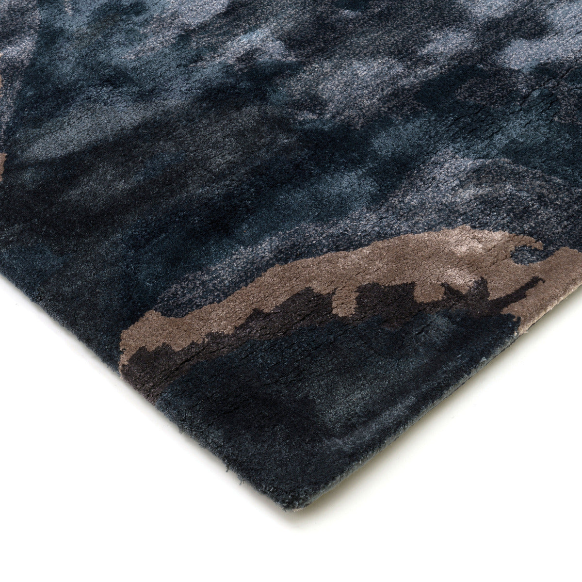 Tapis bleu en viscose - Mira - photo 2