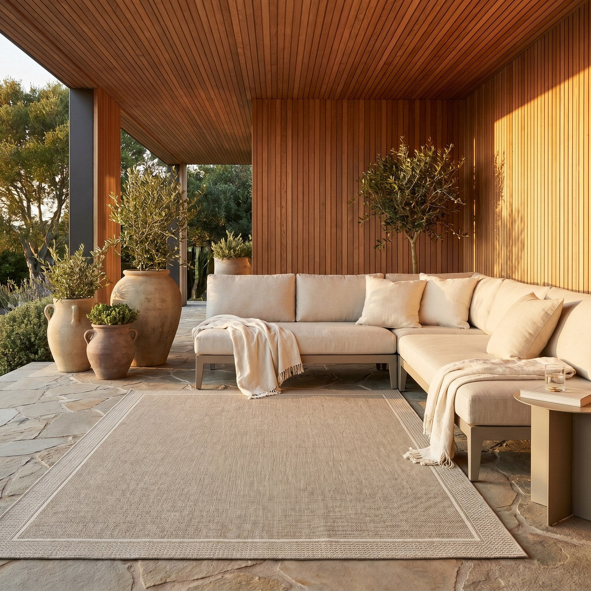 Tapis d’extérieur naturel facile d’entretien - Brera - ambiance terrasse 3