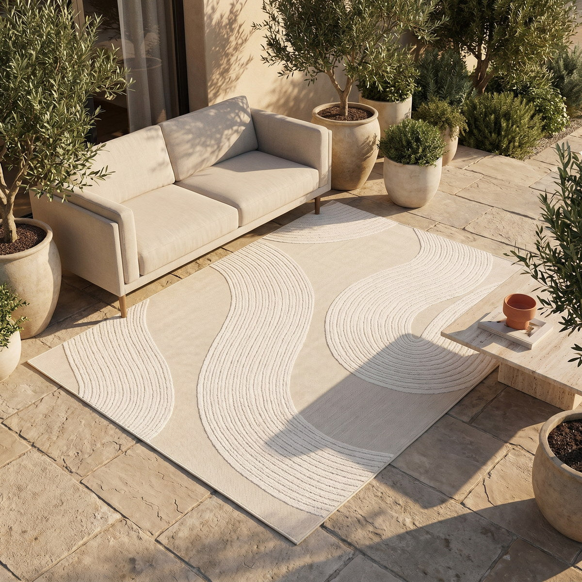 Tapis d’extérieur naturel facile d’entretien - Alberobello - ambiance terrasse 1
