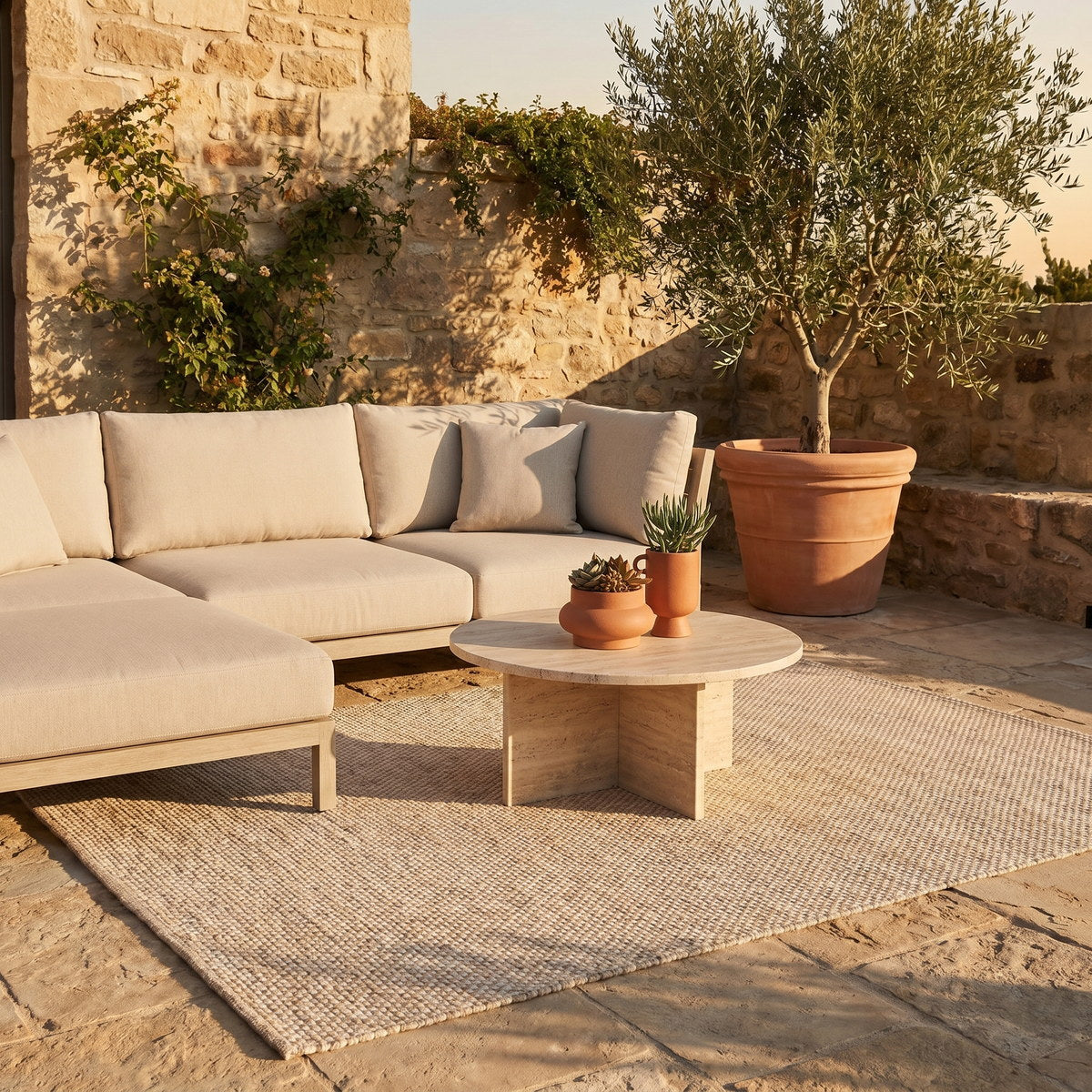 Tapis d’extérieur naturel facile d’entretien - Empoli - ambiance terrasse 1