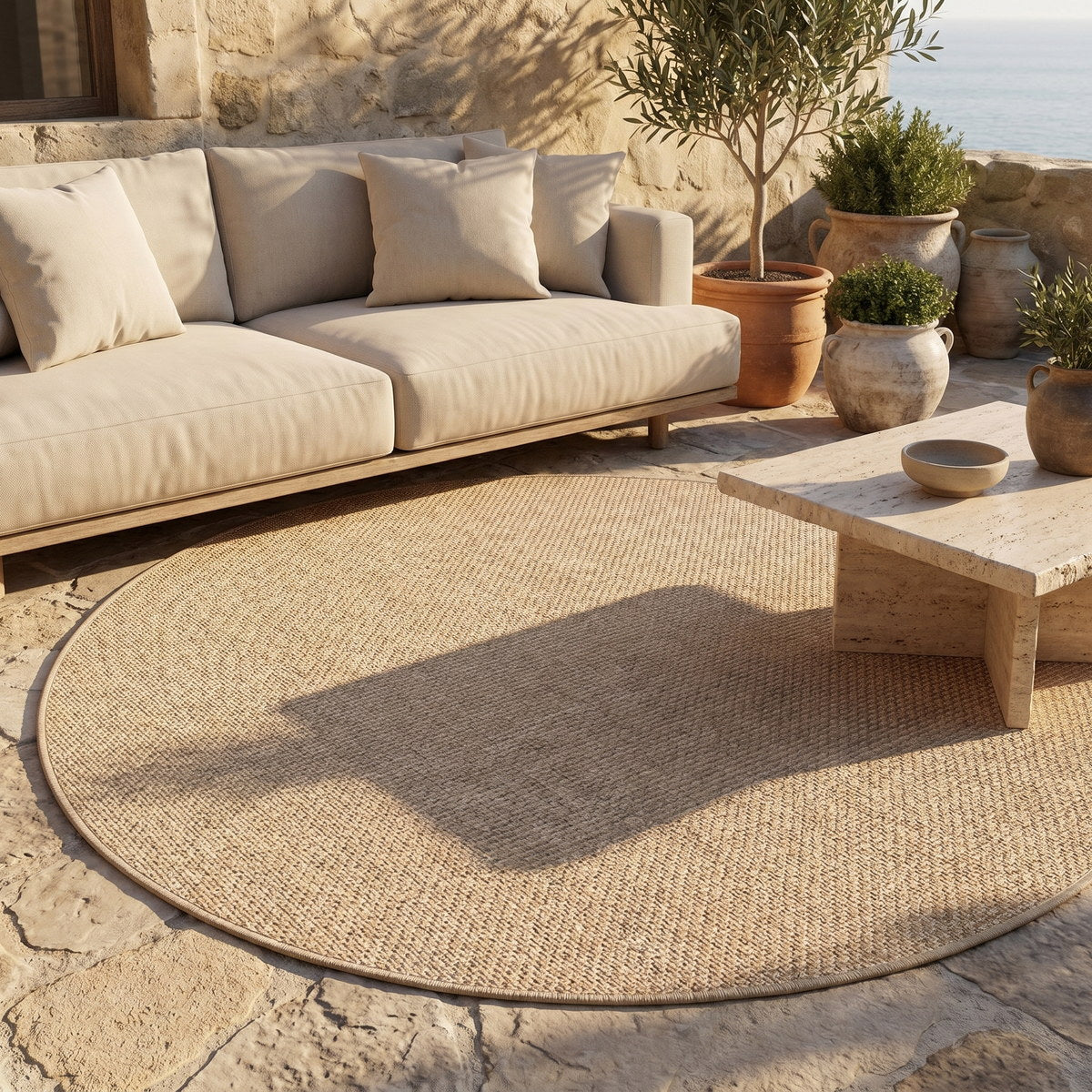 Tapis d’extérieur naturel facile d’entretien - Faenza - ambiance terrasse 1