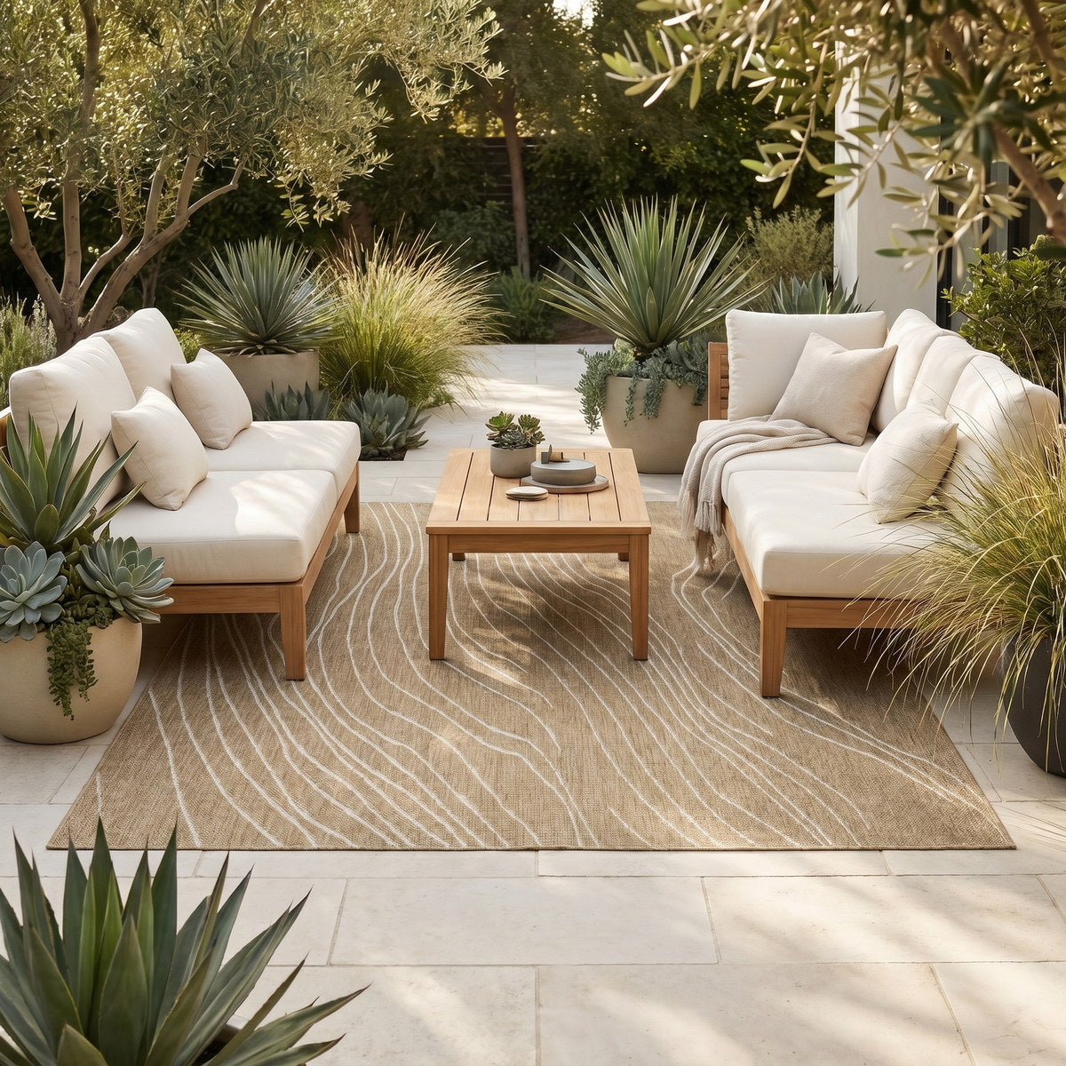 Tapis d’extérieur naturel facile d’entretien - Imperia - ambiance terrasse 2