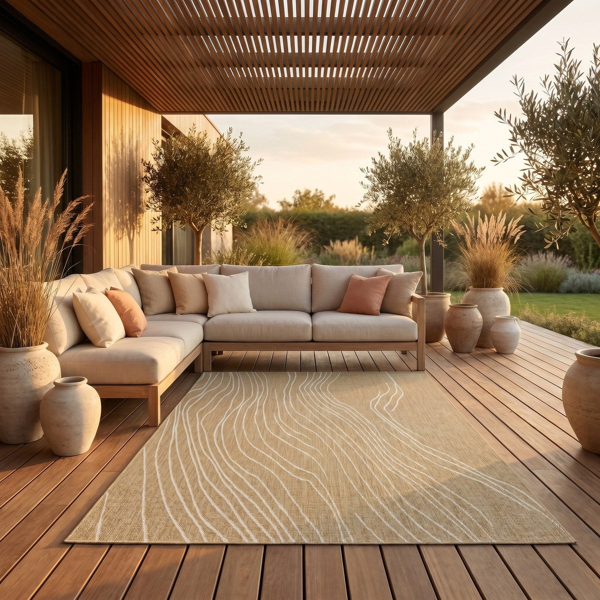 Tapis d’extérieur naturel facile d’entretien - Imperia - ambiance terrasse 3