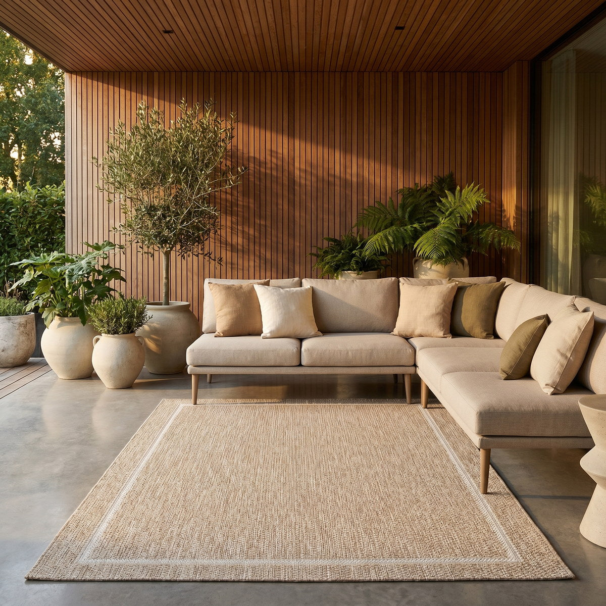 Tapis d’extérieur naturel facile d’entretien - Ivrea - ambiance terrasse 3