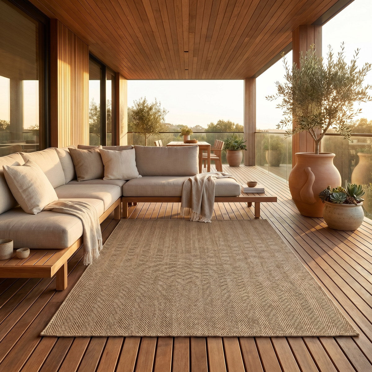 Tapis d’extérieur naturel facile d’entretien - Milano - ambiance terrasse 3