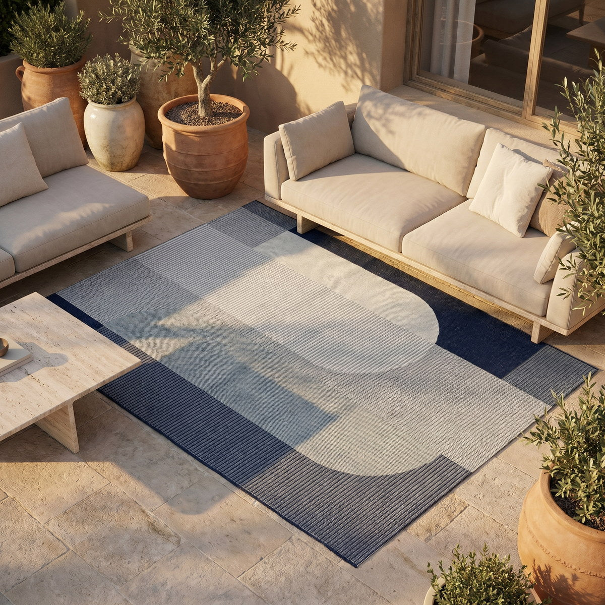 Tapis d’extérieur naturel facile d’entretien - Nuvola - ambiance terrasse 1