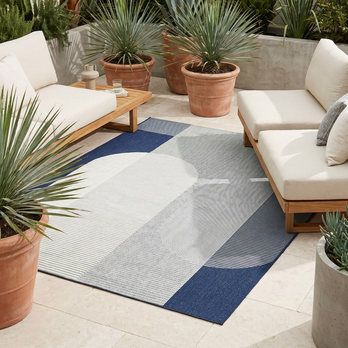 Tapis d’extérieur naturel facile d’entretien - Nuvola - ambiance terrasse 2