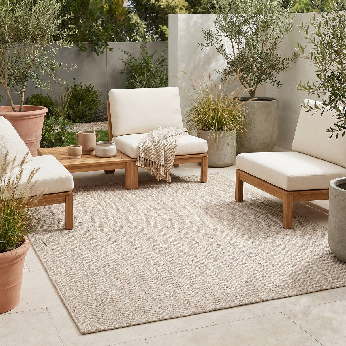 Tapis d’extérieur naturel facile d’entretien - Otranto - ambiance terrasse 2