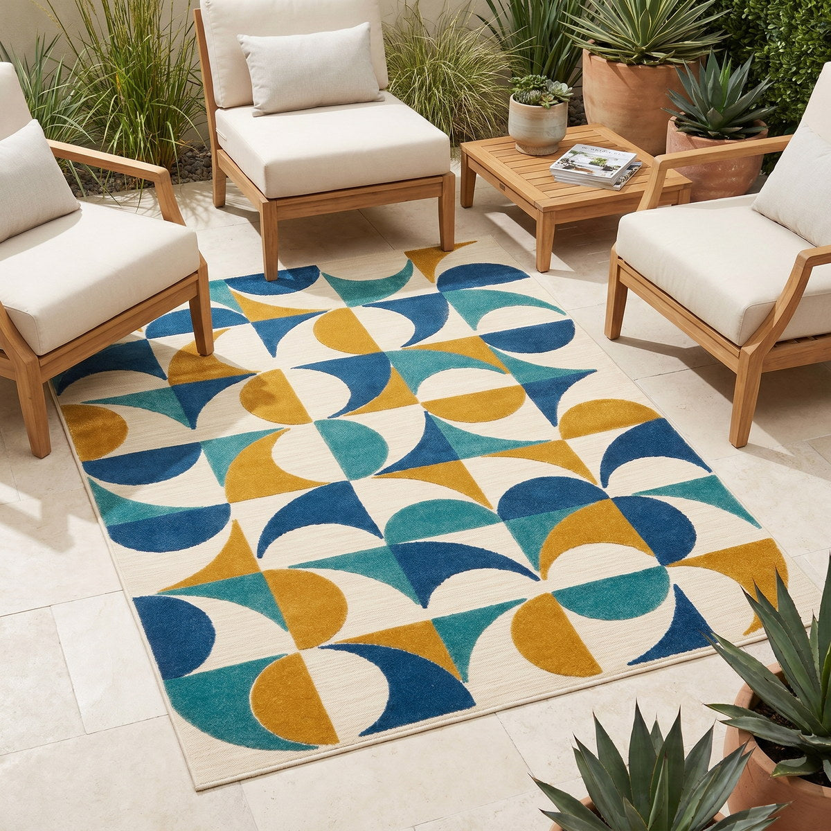 Tapis d’extérieur naturel facile d’entretien - Isernia - ambiance terrasse 2