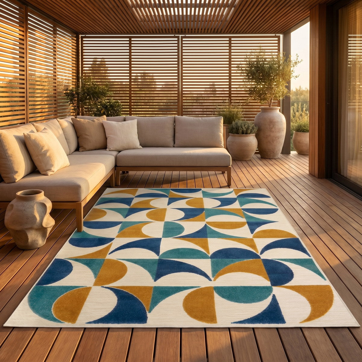 Tapis d’extérieur naturel facile d’entretien - Isernia - ambiance terrasse 3