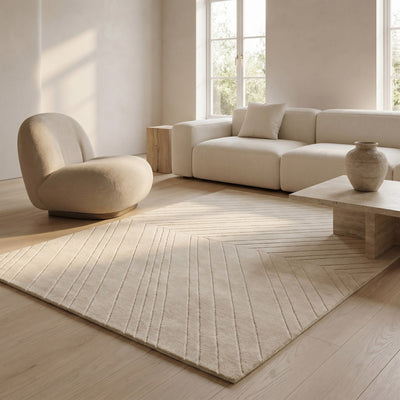 Tapis de salon en laine beige - Florina - ambiance salon 2