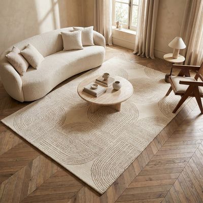 Tapis de salon en laine beige - Siena - ambiance salon 1
