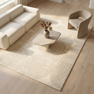 Tapis de salon en laine beige - Siena - ambiance salon 2