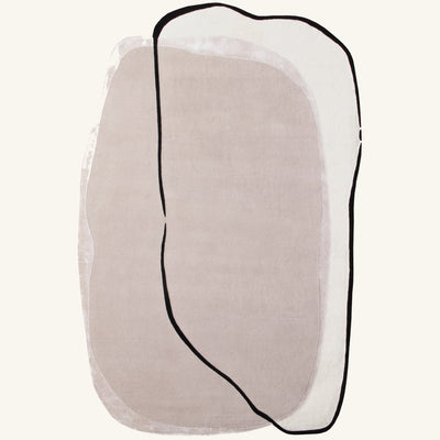 Tapis de salon en laine beige - Valenza - fond #F9F6F0 détouré