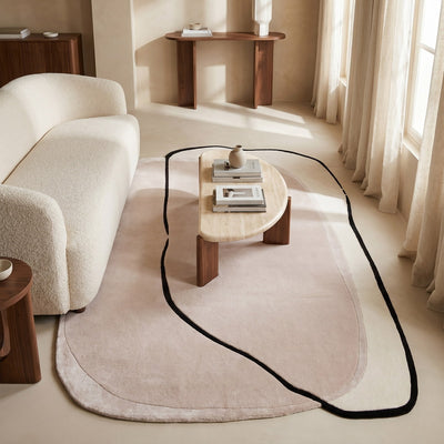 Tapis de salon en laine beige - Valenza - ambiance salon 1