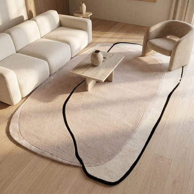 Tapis de salon en laine beige - Valenza - ambiance salon 2