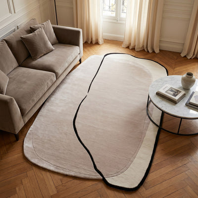Tapis de salon en laine beige - Valenza - ambiance salon 3