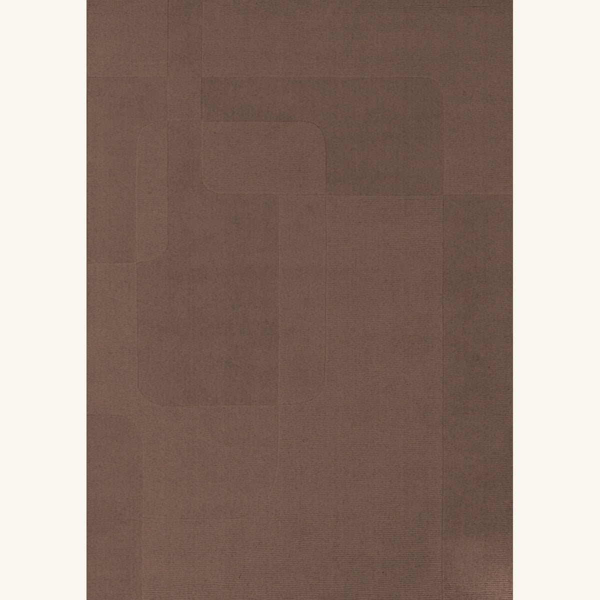 Tapis de salon en laine brun - Onda - fond #F9F6F0 détouré