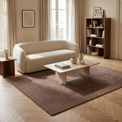 Tapis de salon en laine brun - Onda - ambiance salon 1