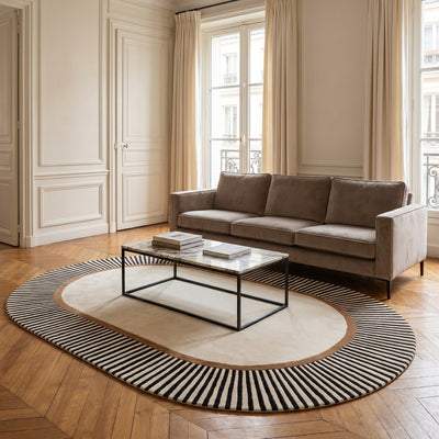 Tapis de salon en laine et viscose beige - Amalfi - ambiance salon 3
