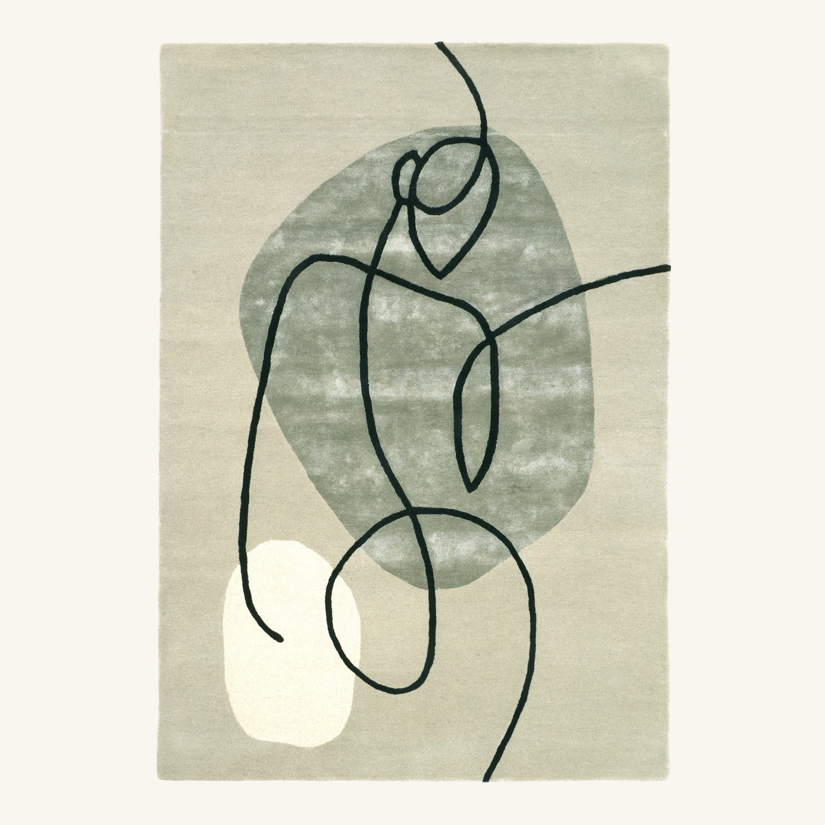 Tapis de salon en laine et viscose beige - Parma - fond #F9F6F0 détouré