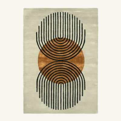 Tapis de salon en laine et viscose corail - Catania - fond #F9F6F0 détouré