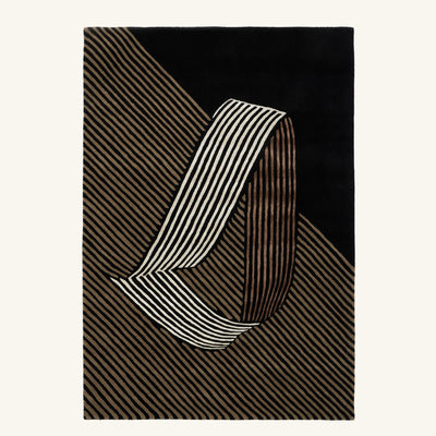 Tapis de salon en laine et viscose doré - Levanto - fond #F9F6F0 détouré