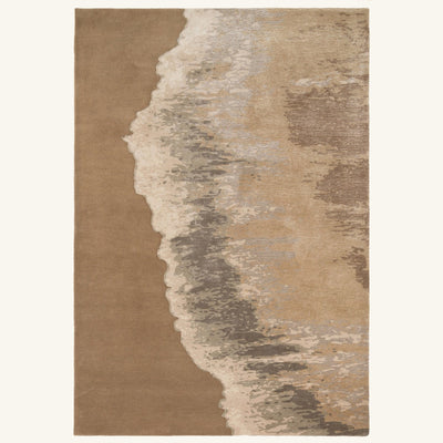 Tapis de salon en laine et viscose naturel - Todi - fond #F9F6F0 détouré
