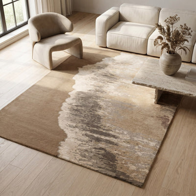 Tapis de salon en laine et viscose naturel - Todi - ambiance salon 2