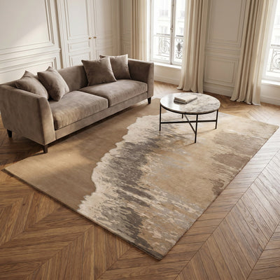 Tapis de salon en laine et viscose naturel - Todi - ambiance salon 3