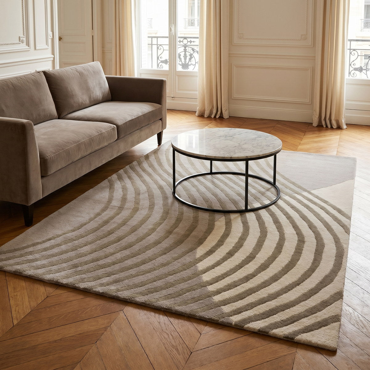 Tapis de salon en laine et viscose naturelles - Chieti - ambiance salon 3