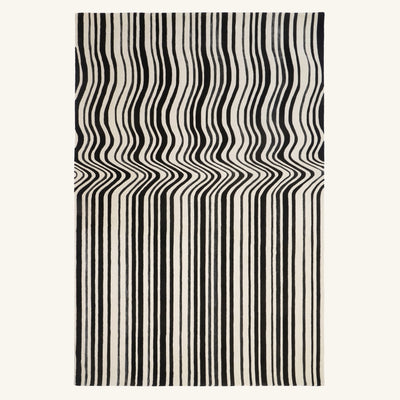 Tapis de salon en laine et viscose noir - Garda - fond #F9F6F0 détouré