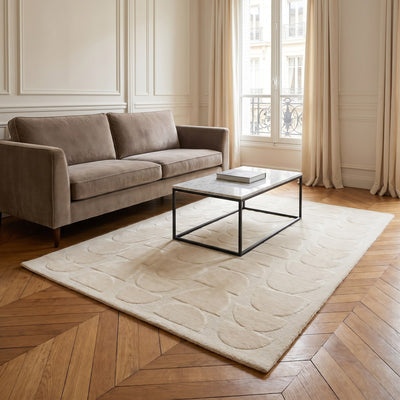 Tapis de salon en laine et viscose sable - Ancona - ambiance salon 3