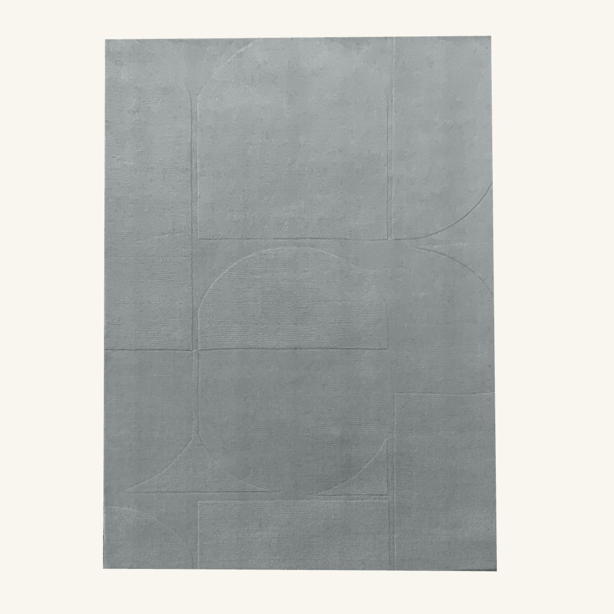 Tapis de salon en laine gris - Ravello - fond #F9F6F0 détouré