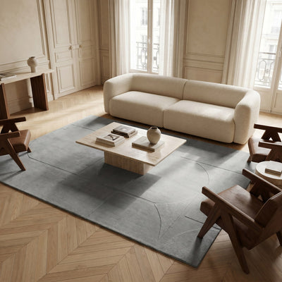Tapis de salon en laine gris - Ravello - ambiance salon 1