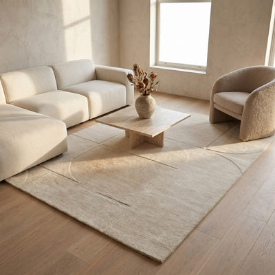 Tapis de salon en laine ivoire - Portofino - ambiance salon 2