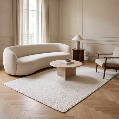 Tapis de salon en laine ivoire - Serena - ambiance salon 1