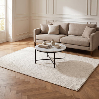 Tapis de salon en laine ivoire - Serena - ambiance salon 3