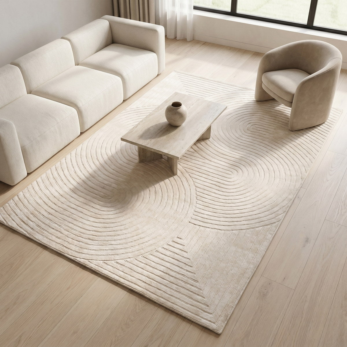 Tapis de salon en laine naturel - Orvieto - ambiance salon 2