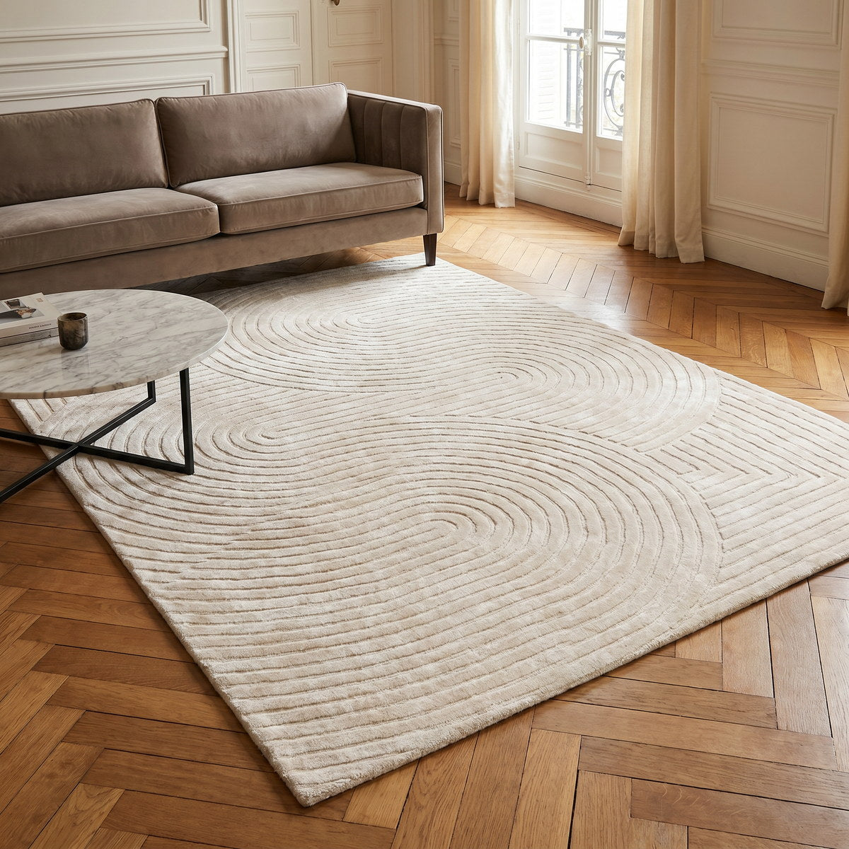 Tapis de salon en laine naturel - Orvieto - ambiance salon 3