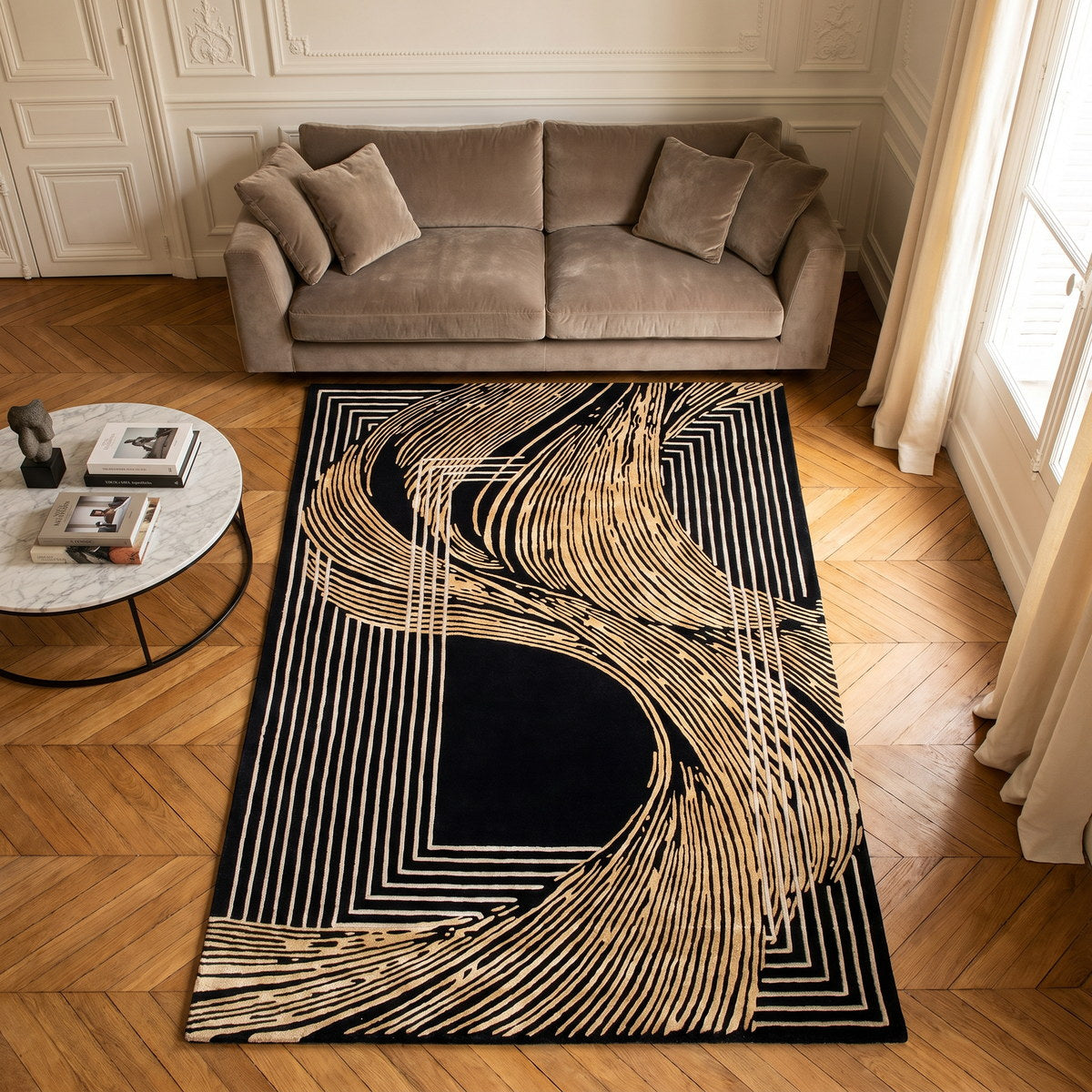 Tapis de salon en laine naturel - Dalia - ambiance salon 3