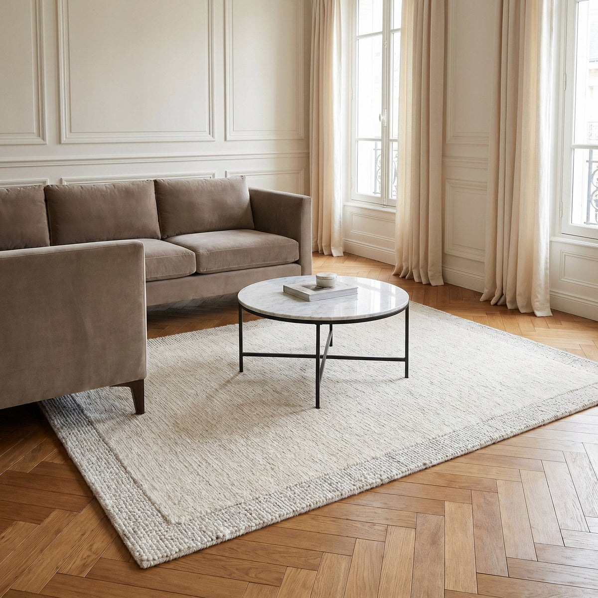 Tapis de salon en laine naturel - Stella - ambiance salon 3
